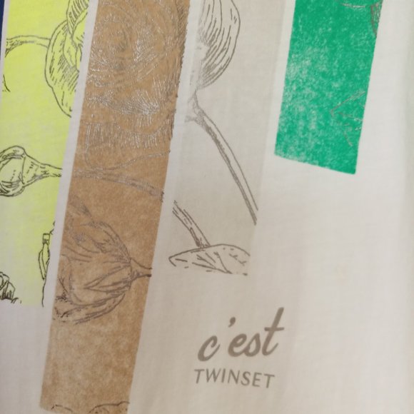 TWINSET white striped floral-print t-shirt, size S - Picture 3 of 10